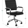 Martha Stewart Piper Swivel Task Chair with Armrests for Home Office in Saddle Brown Faux Leather with Polished Nickel Frame(Black Faux Leather/Polished Nickel)