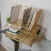 Martha Stewart Ryder Gold Mesh Metal Large Desktop Organizer With Paper File Letter Holder Organizer and Drawer