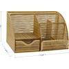 Martha Stewart Ryder Gold Mesh Metal Small Desktop Organizer for Office Accessories, Notebooks, Pen Holder and Drawer