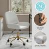 Martha Stewart Tyla Armless Swivel Task Chair for Home Office in White Faux Leather with Polished Brass Frame(White Faux Leather/Polished Brass)