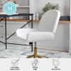 Martha Stewart Tyla Armless Swivel Task Chair for Home Office in White Faux Leather with Polished Brass Frame(White Faux Leather/Polished Brass)