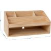 Martha Stewart Weston Wooden Desktop Organizer with Open Lower Storage Compartment, Engineered Wood Multipurpose Storage Caddy, White(Light Natural)