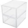 Martha Stewart Brody Desk Organizer with 2 Drawers, Stackable Plastic Desk Storage Box, Organizer for Office, Bathroom, Countertop or Dorm, 6″ x 7.5″, 2 Pack, Clear(6″ x 7.5″)