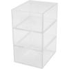 Martha Stewart Brody Desktop Storage Organizer, Stack and Slide Plastic Organizer Tray, Organizer for Office, Kitchen, or Vanity, 3″ x 7.5″, Clear(3″ x 3.75″)