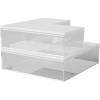 Martha Stewart Brody Plastic Storage Organizer Bins with Paulownia Wood Lid for Home Office, Kitchen, or Bathroom, 3 Pack Medium, 7.5″ x 3″, Clear/Light Natural(Clear/White)
