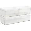 Martha Stewart Grady Clear Plastic Stackable Storage Boxes with White Engineered Wood Lids, Set of 3(Clear/White Plastic Top)