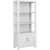 Martha Stewart Hutton Four Tier Shaker Bookcase with Storage Cabinet in White with Polished Brass Hardware(Gray Frame/Brushed Nickel Hardware)