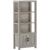Martha Stewart Hutton Four Tier Shaker Bookcase with Storage Cabinet in White with Polished Brass Hardware(Gray Frame/Oil Rubbed Bronze Hardware)