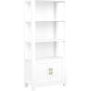 Martha Stewart Hutton Four Tier Shaker Bookcase with Storage Cabinet in White with Polished Brass Hardware(White Frame/Polished Brass Hardware)
