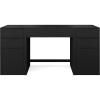 Martha Stewart Kayden Home Office Modular Desk with Drawer and Dual 3 Drawer File Cabinets in Black with Oil Rubbed Bronze Hardware