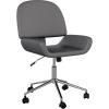 Martha Stewart Tyla Armless Swivel Task Chair for Home Office in White Faux Leather with Polished Brass Frame(Gray Faux Leather/Polished Nickel)