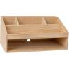 Martha Stewart Weston Wooden Desktop Organizer with Open Lower Storage Compartment, Engineered Wood Multipurpose Storage Caddy, White(Light Natural)