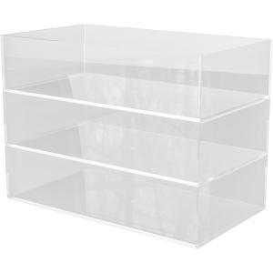 Martha Stewart Brody Desktop Storage Organizer, Stack and Slide Plastic Organizer Tray, Organizer for Office, Kitchen, or Vanity, 3″ x 7.5″, Clear(3″ x 7.5″)