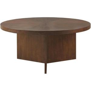 Martha Stewart Sadie Round Coffee Table – Starburst Veneer Top, Reclaimed Greige Wood Finish, Modern Accent for Living Room, Lounge, or Sitting Area, 36″ Dia x 16.5″ H(Walnut Brown)