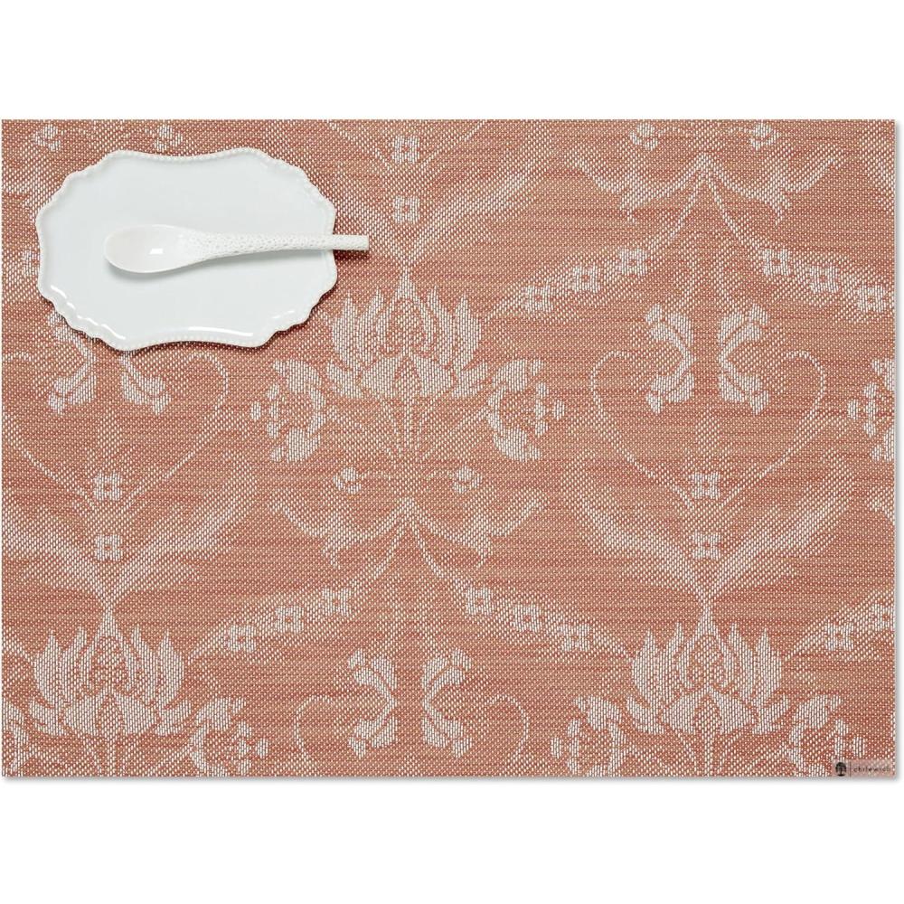image:imageMartha by Martha Stewart  Chilewich Damask Placemats in Abalone  Set of 4  Easy Care Woven Tabletop Textiles  IndoorOutdoor  185 x 135 RectangleBurnt Coral