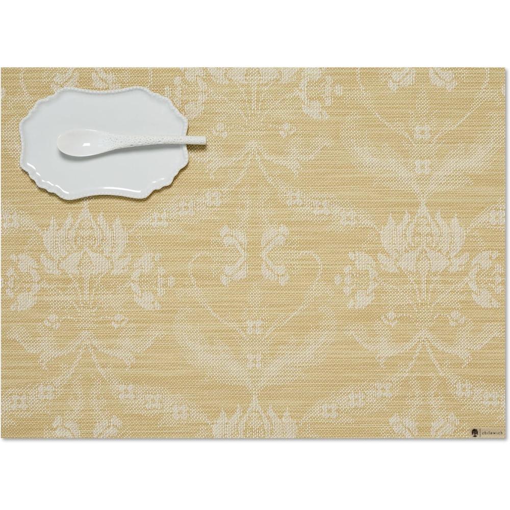 image:imageMartha by Martha Stewart Chilewich Damask Placemats in Abalone Set of 4 Easy Care Woven Tabletop Textiles IndoorOutdoor 185 x 135 RectangleWheat