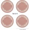 Martha by Martha Stewart | Chilewich Scroll Round Set of 4 Placemats in Wheat(Burnt Coral)