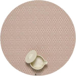 Martha by Martha Stewart | Chilewich Boxwood Placemats in Wheat – Set of 4 – Easy Care Woven Tabletop Textiles – Indoor/Outdoor – 15″ Round(Burnt Coral)