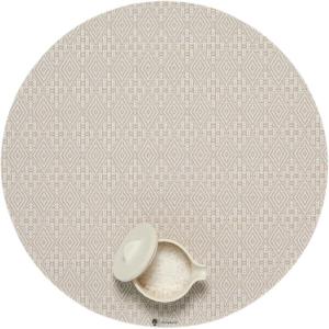 Martha by Martha Stewart | Chilewich Boxwood Placemats in Wheat – Set of 4 – Easy Care Woven Tabletop Textiles – Indoor/Outdoor – 15″ Round(Flax)