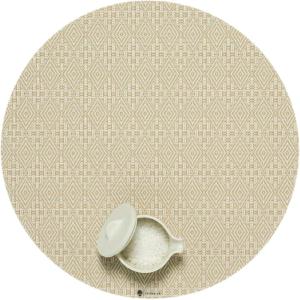 Martha by Martha Stewart | Chilewich Boxwood Placemats in Wheat – Set of 4 – Easy Care Woven Tabletop Textiles – Indoor/Outdoor – 15″ Round(Wheat)