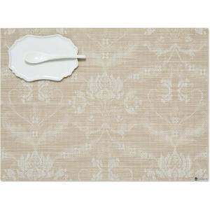 Martha by Martha Stewart | Chilewich Damask Placemats in Abalone – Set of 4 – Easy Care Woven Tabletop Textiles – Indoor/Outdoor – 18.5″ x 13.5″ Rectangle(Flax)