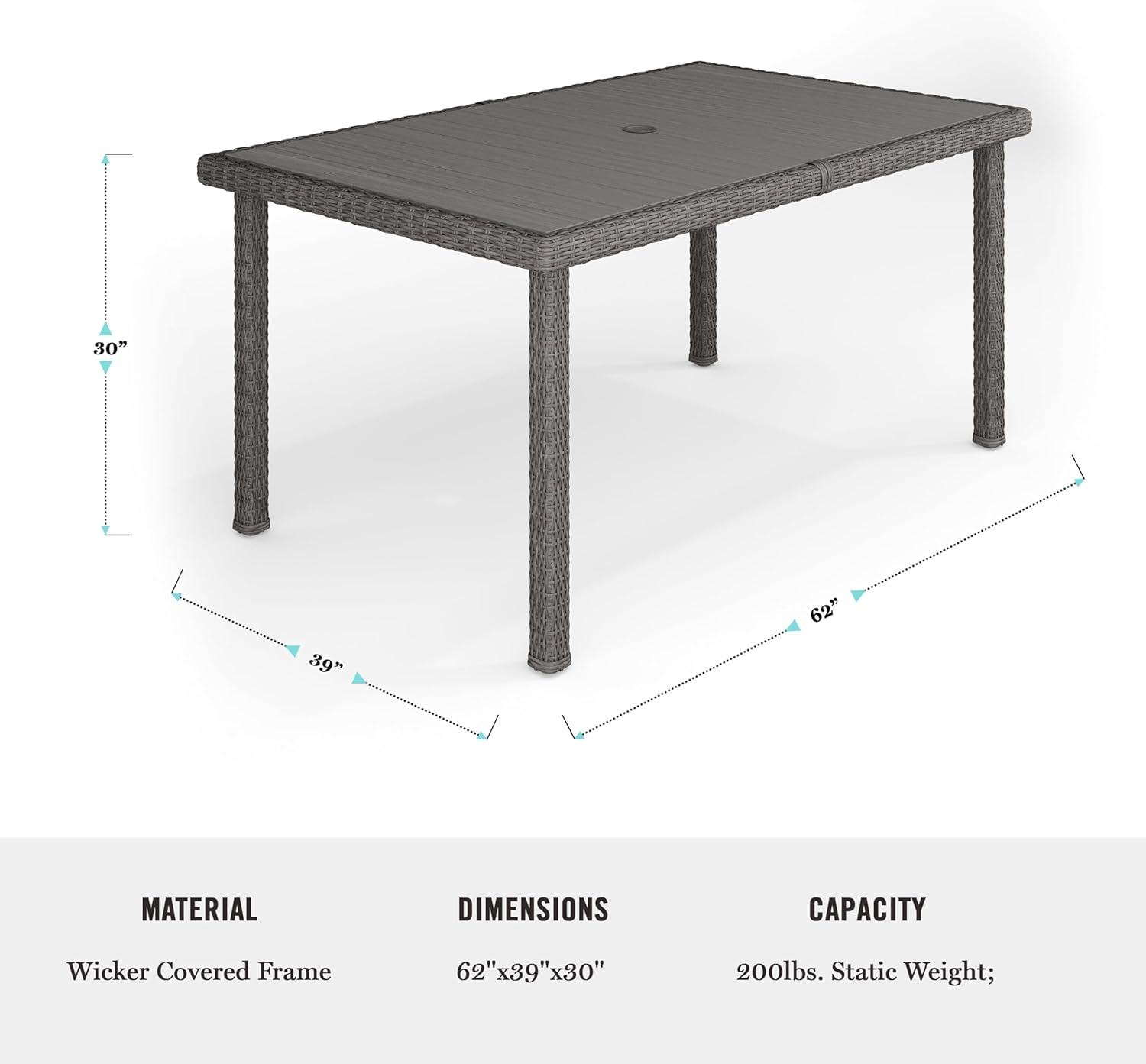 image:imageMartha Stewart Bedford 7Piece IndoorOutdoor Dining Set with 6 Stackable Chairs and 62 Patio Table with Faux Wood Top and Rattan Wicker Finish in GrayGrey