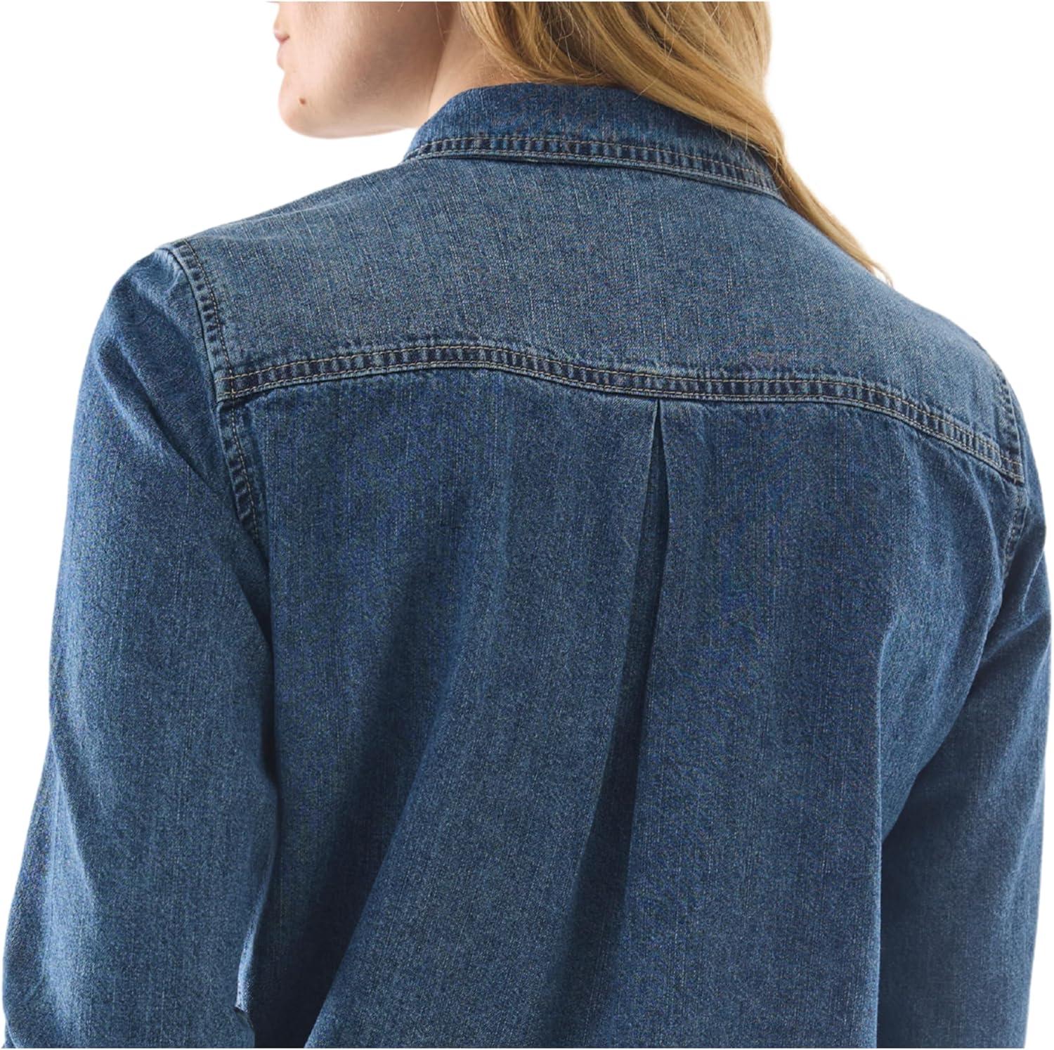 image:imageMartha Stewart Womens Chambray Shirt Denim Shacket Button Down Jean Top Long SleeveVintage Wash
