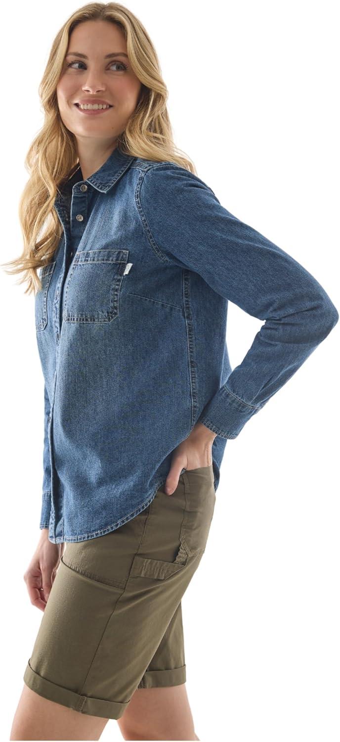 image:imageMartha Stewart Womens Chambray Shirt Denim Shacket Button Down Jean Top Long SleeveVintage Wash