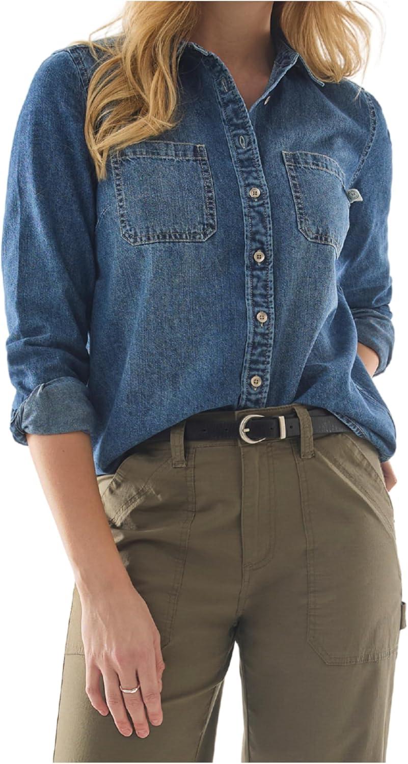 image:imageMartha Stewart Womens Chambray Shirt Denim Shacket Button Down Jean Top Long SleeveVintage Wash