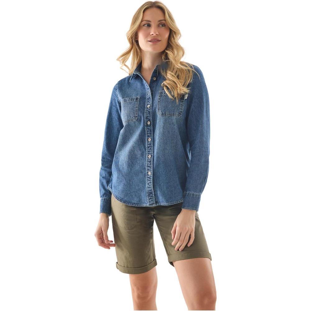 image:imageMartha Stewart Womens Chambray Shirt Denim Shacket Button Down Jean Top Long SleeveVintage Wash