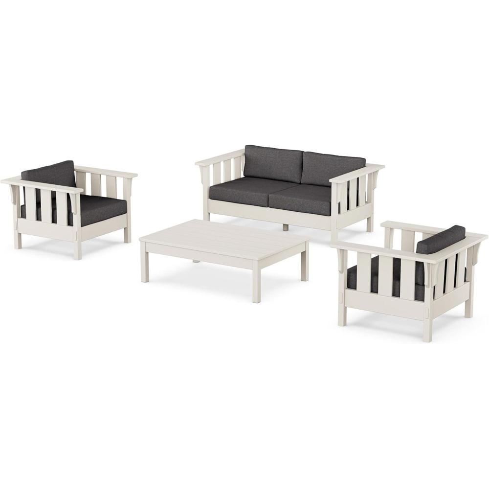 image:imageMartha Stewart by POLYWOOD Acadia 4Piece Deep Seating Set with Loveseat in TeakDune BurlapSand Ash Charcoal