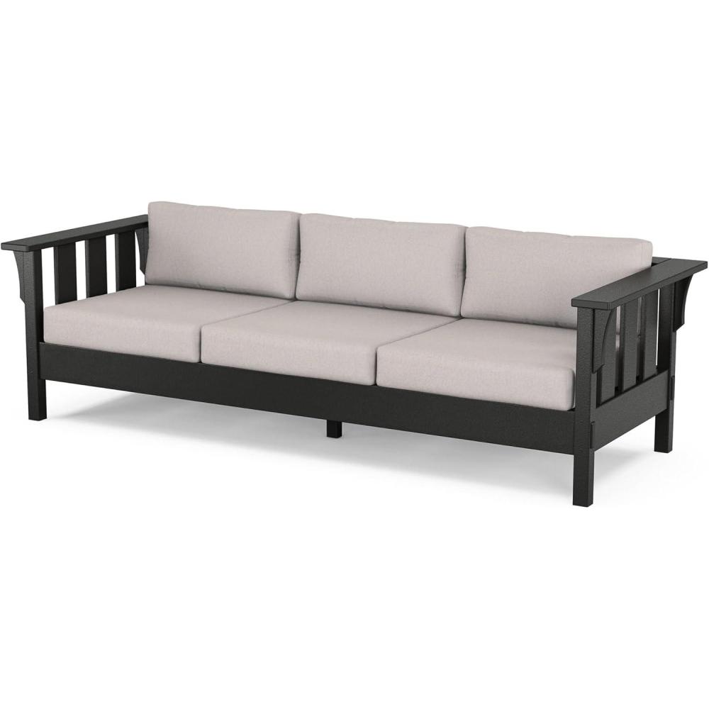 image:imageMartha Stewart by POLYWOOD Acadia Deep Seating Sofa in Slate GreyNatural LinenBlack  Dune Burlap