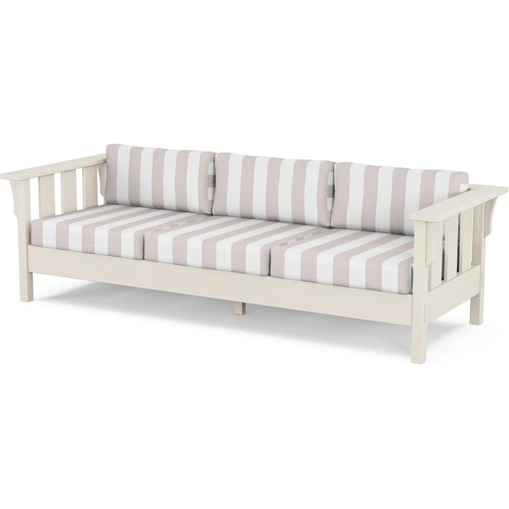 image:imageMartha Stewart by POLYWOOD Acadia Deep Seating Sofa in Slate GreyNatural LinenSand Cabana Stripe Dune Burlap