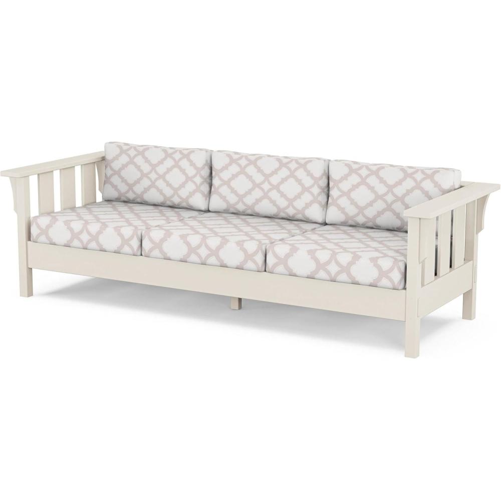 image:imageMartha Stewart by POLYWOOD Acadia Deep Seating Sofa in Slate GreyNatural LinenSand Trellis Dune Burlap
