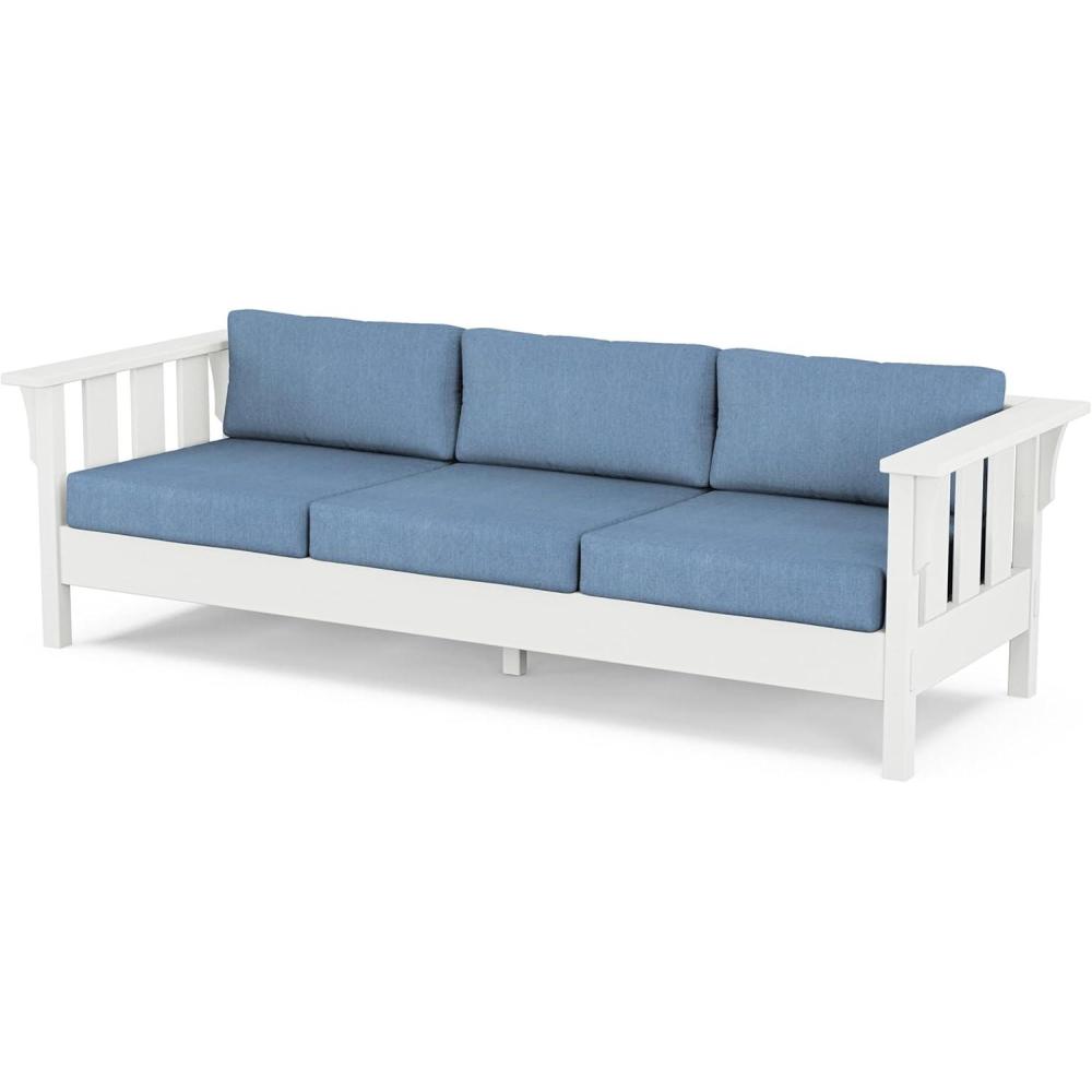 image:imageMartha Stewart by POLYWOOD Acadia Deep Seating Sofa in Slate GreyNatural LinenWhite Sky Blue