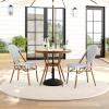 Martha Stewart Lily Pond 5 Piece Indoor-Outdoor Navy and White Woven Rattan Bistro Set with Natural Woodgrain Aluminum Frames and Tempered Glass Tabletop(Navy & White/Natural Frame)