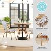 Martha Stewart Lily Pond 5 Piece Indoor-Outdoor Navy and White Woven Rattan Bistro Set with Natural Woodgrain Aluminum Frames and Tempered Glass Tabletop(Navy & White/Natural Frame)