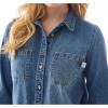 Martha Stewart Women’s Chambray Shirt, Denim Shacket, Button Down Jean Top, Long Sleeve(Vintage Wash)