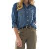 Martha Stewart Women’s Chambray Shirt, Denim Shacket, Button Down Jean Top, Long Sleeve(Vintage Wash)