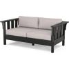 Martha Stewart by POLYWOOD® Acadia 4-Piece Deep Seating Set with Loveseat in Teak/Dune Burlap(Black / Dune Burlap)