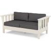 Martha Stewart by POLYWOOD® Acadia 4-Piece Deep Seating Set with Loveseat in Teak/Dune Burlap(Sand / Ash Charcoal)