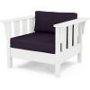 Martha Stewart by POLYWOOD® Acadia 4-Piece Deep Seating Set with Loveseat in Teak/Dune Burlap(White / Navy Linen)