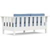 Martha Stewart by POLYWOOD® Acadia 4-Piece Deep Seating Set with Loveseat in Teak/Dune Burlap(White / Sky Blue)