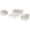 Martha Stewart by POLYWOOD® Acadia 4-Piece Deep Seating Set with Loveseat in Teak/Dune Burlap(Sand / Dune Burlap)