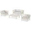 Martha Stewart by POLYWOOD® Acadia 4-Piece Deep Seating Set with Loveseat in Teak/Dune Burlap(Sand / Leaf Dune Burlap)