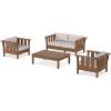 Martha Stewart by POLYWOOD® Acadia 4-Piece Deep Seating Set with Loveseat in Teak/Dune Burlap(Teak / Dune Burlap)