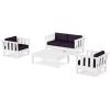 Martha Stewart by POLYWOOD® Acadia 4-Piece Deep Seating Set with Loveseat in Teak/Dune Burlap(White / Navy Linen)