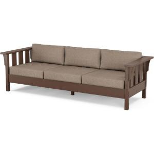 Martha Stewart by POLYWOOD® Acadia Deep Seating Sofa in Slate Grey/Natural Linen(Mahogany / Spiced Burlap)
