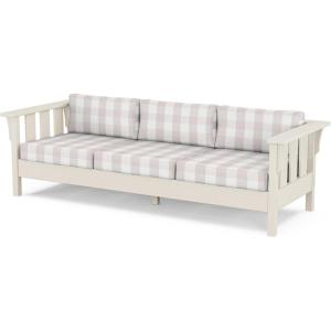 Martha Stewart by POLYWOOD® Acadia Deep Seating Sofa in Slate Grey/Natural Linen(Sand / Buffalo Plaid Dune Burlap)