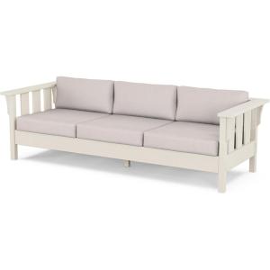 Martha Stewart by POLYWOOD® Acadia Deep Seating Sofa in Slate Grey/Natural Linen(Sand / Dune Burlap)